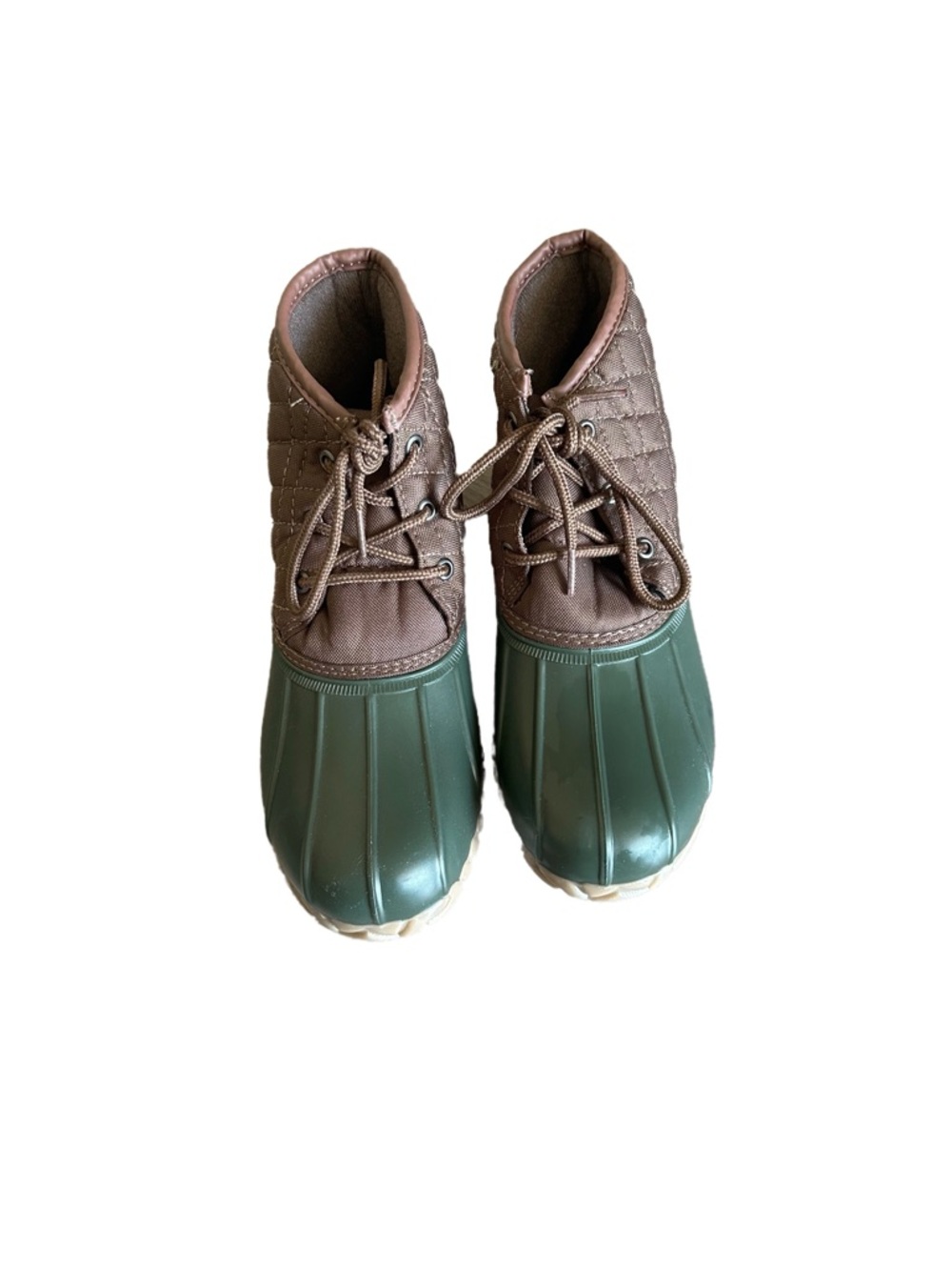 Women’s Green and Brown Duck Boots Size 9 St. John’s Bay